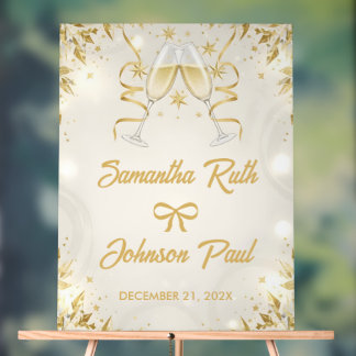 Willkommensschild aus Acryl für Hochzeiten in Gold Acrylschild