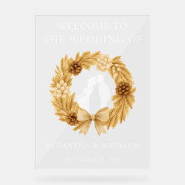 Willkommensschild aus Acryl für Hochzeiten Pampas Acrylschild