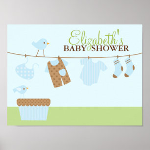 Willkommensschild Baby Shower Wäsche Poster