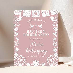 Willkommensschild BAUTIZO Pink Cielito Lindo Poster