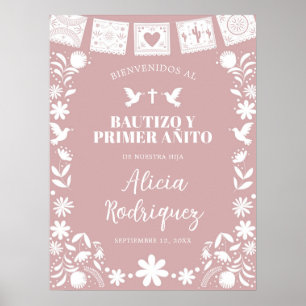 Willkommensschild BAUTIZO Pink Cielito Lindo Poster