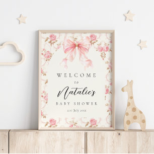 Willkommensschild Cottage Floral Baby Shower mit r Poster