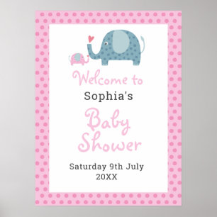 Willkommensschild für Baby-Mädchen-Dusche mit rosa Poster