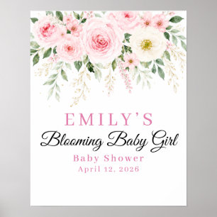 Willkommensschild für Baby-Party 'Blühendes Baby M Poster