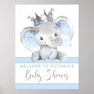Willkommensschild für Baby Shower des Jungen-Elefa Poster