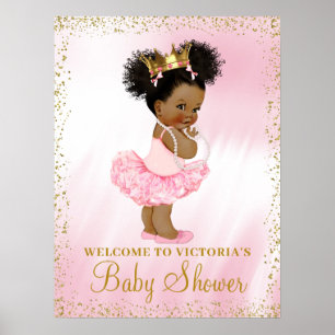 Willkommensschild für Baby-Shower einer afroamerik Poster
