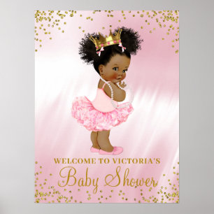 Willkommensschild für Baby-Shower einer afroamerik Poster