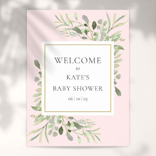 Willkommensschild für Baby Shower - Grüner Hinterg Poster