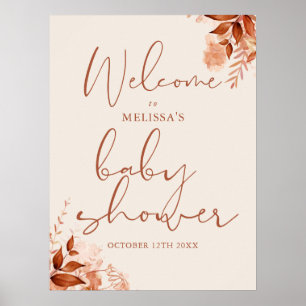 Willkommensschild für Baby Shower im Herbst mit fl Poster