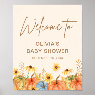 Willkommensschild für Baby Shower im Herbst mit Kü Poster