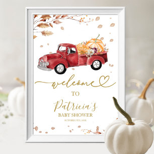 Willkommensschild für Baby Shower im Herbst mit Kü Poster
