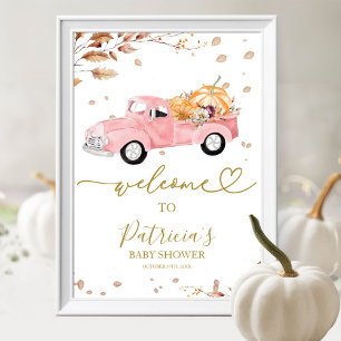 Willkommensschild für Baby Shower im Herbst mit Kü Poster