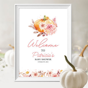 Willkommensschild für Baby Shower im Herbst mit Kü Poster