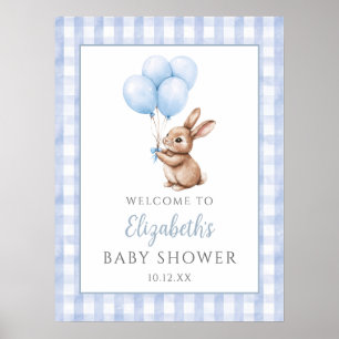 Willkommensschild für Baby Shower Little Bunny Blu Poster