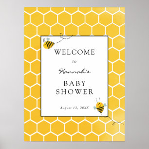 Willkommensschild für Baby Shower mit Biene Poster