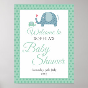 Willkommensschild für Baby Shower mit gepunkteten Poster