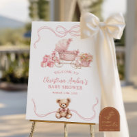 Willkommensschild für Baby Shower mit Kinderwagen