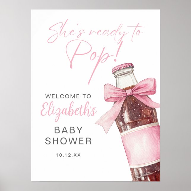 Willkommensschild für Baby Shower mit rosa Schleif Poster (Vorne)