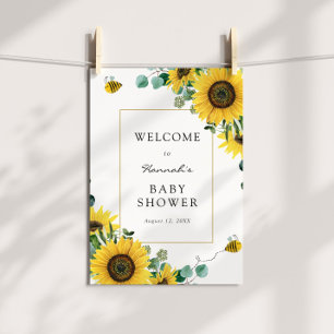 Willkommensschild für Baby Shower mit Sonnenblumen Poster