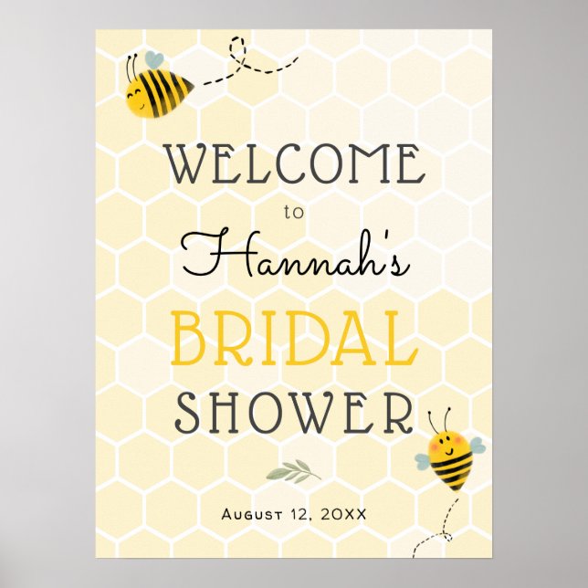 Willkommensschild für Bienen-Hochzeitsdusche Poster (Vorne)