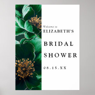 Willkommensschild für Brautparty in Smaragdgrün mi Poster