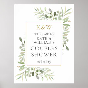 Willkommensschild für Brautparty mit Monogramm und Poster