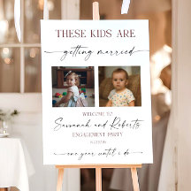 Willkommensschild für das Probedinner mit Fotos, e