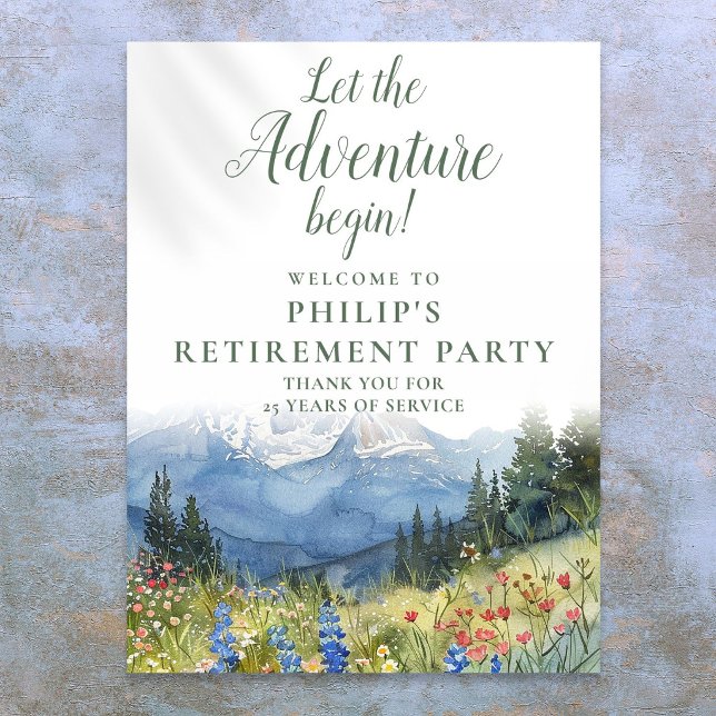 Willkommensschild für die Abschiedsparty auf dem A Poster (Adventure Mountain Retirement Party Welcome Sign)