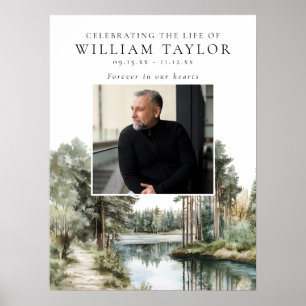 Willkommensschild für die Feier des Lebens am Wald Poster