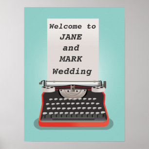 Willkommensschild für die Hochzeit mit Schreibmasc Poster