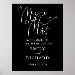 Willkommensschild für die Hochzeit von Herrn und F Poster