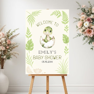 Willkommensschild für Dinosaurier-Baby-Party Poster