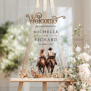Willkommensschild für eine westliche Hochzeit mit  Acrylschild