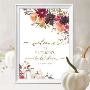 Willkommensschild für herbstliche Kürbis-Hochzeits Poster