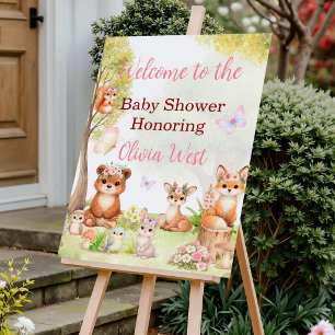 Willkommensschild für Mädchen-Wald-Baby-Party Poster
