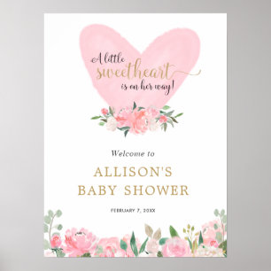 Willkommensschild für Valentinstag-Baby-Party Poster