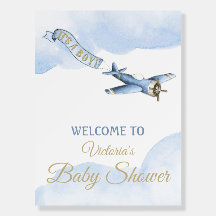 Willkommensschild für Vintage-Flugzeug-Baby-Party