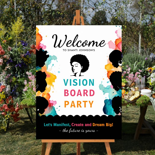 Willkommensschild für Vision Board Party Poster (Vibrant Colors Vision Board Party Welcome Sign)