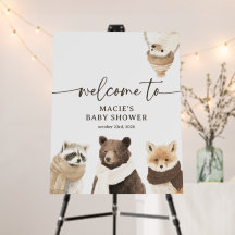 Willkommensschild für Waldtiere-Baby-Party