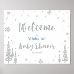 Willkommensschild für Winter-Baby-Party, Junge, Bl Poster