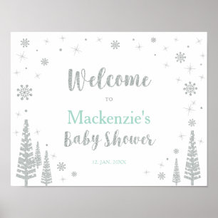 Willkommensschild für Winter-Baby-Party Poster
