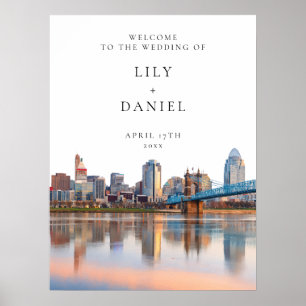 Willkommensschild Hochzeit Cincinnati Skyline Poster