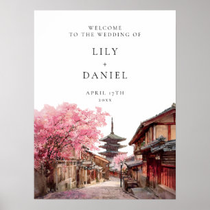Willkommensschild Hochzeit Kyoto Japan Poster