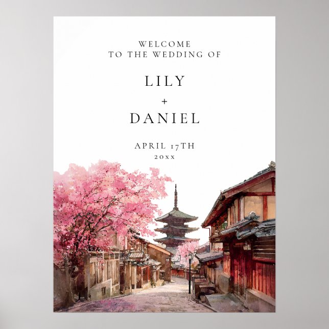 Willkommensschild Hochzeit Kyoto Japan Poster (Vorne)