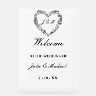 Willkommensschild Hochzeit Schwarz und Weiß Acrylschild