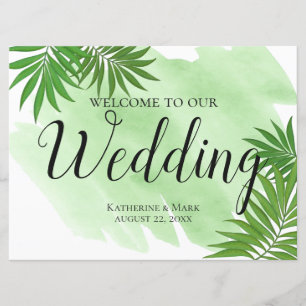 Willkommensschild Hochzeit Tropische Palmblätter Einladung