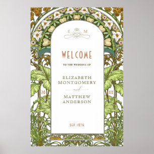 Willkommensschild Hochzeit Vintage Art Nouveau von Poster