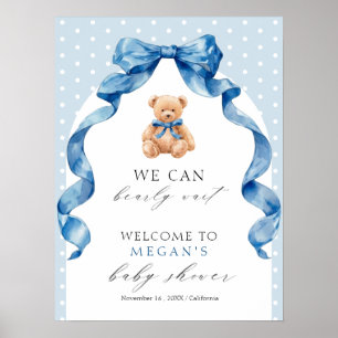 Willkommensschild Jungen-Baby-Party Blaues Teddybä Poster