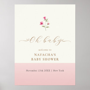 Willkommensschild Minimalistische Wildblumen-Baby- Poster