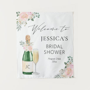 Willkommensschild Petals & Prosecco Champagner Wandteppich